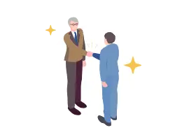 握手をして契約を交わすビジネスパーソン2人組のイラスト