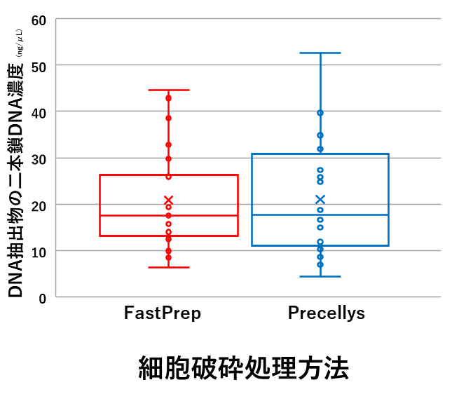 抽出DNAの二本鎖DNA濃度の比較